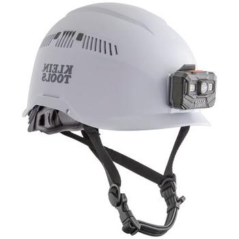 保护头齿轮|克莱因工具60150通风C级安全帽与充电头灯-白色